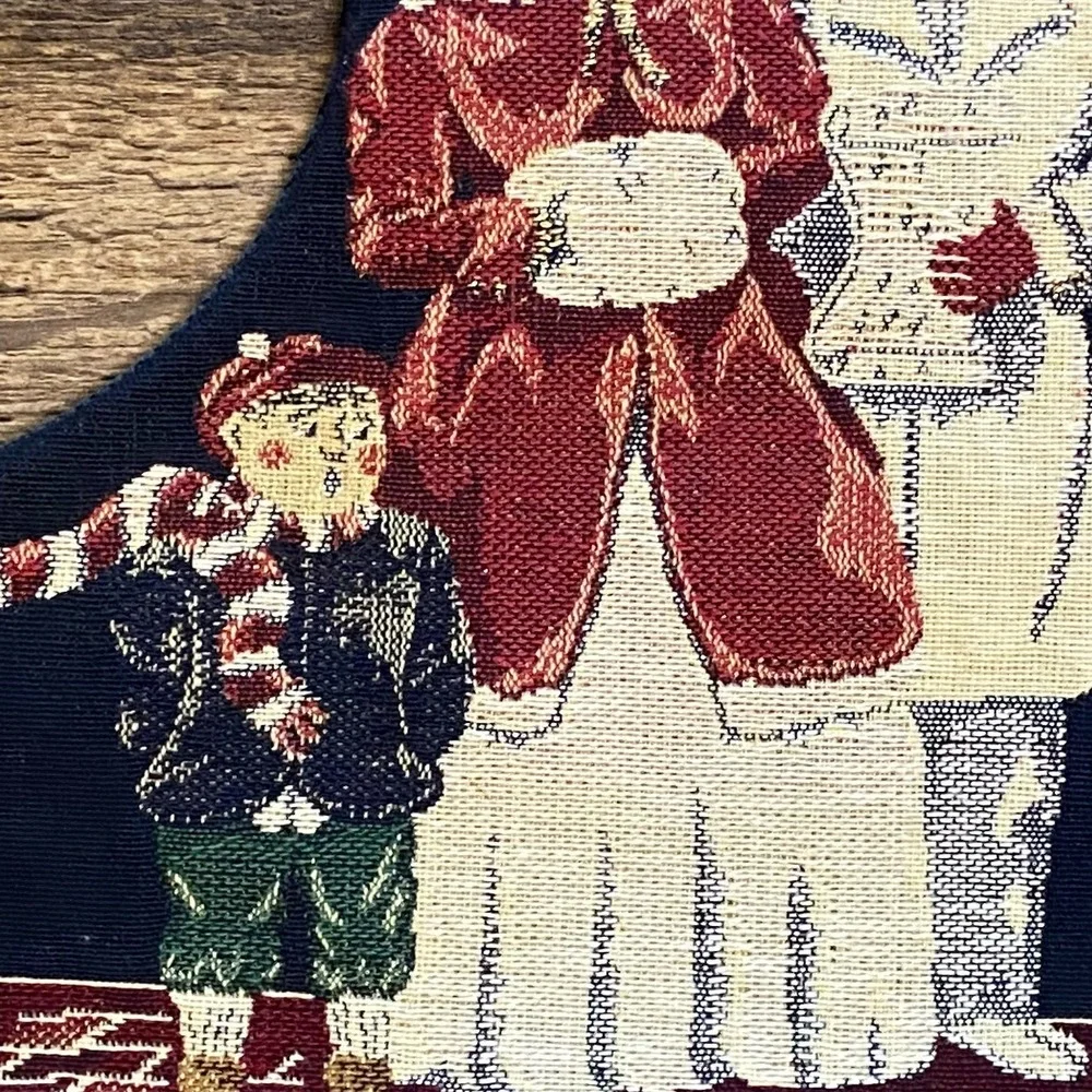2 Vintage‎ Needlepoint Christmas Stockings Decorations Mantle Decor